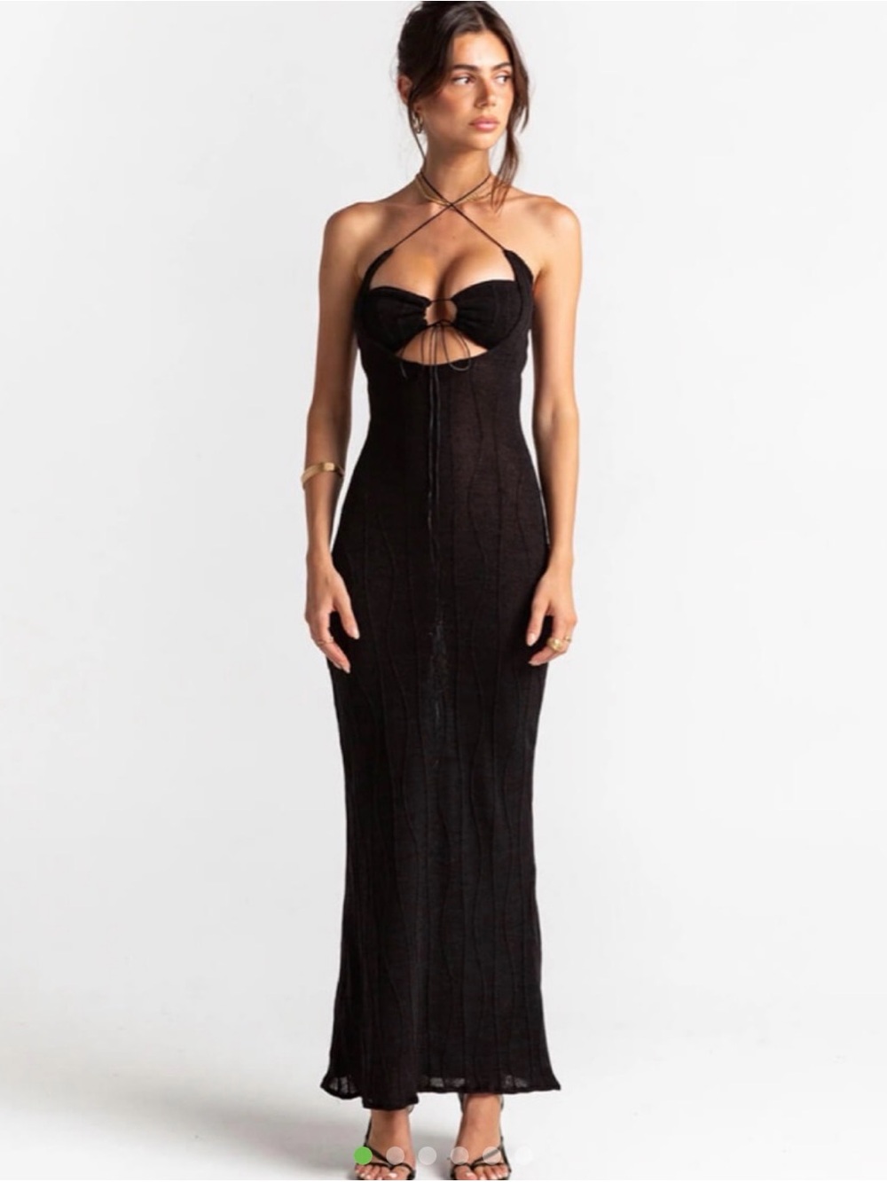 Strappy Black Halter Cutout Maxi Dress